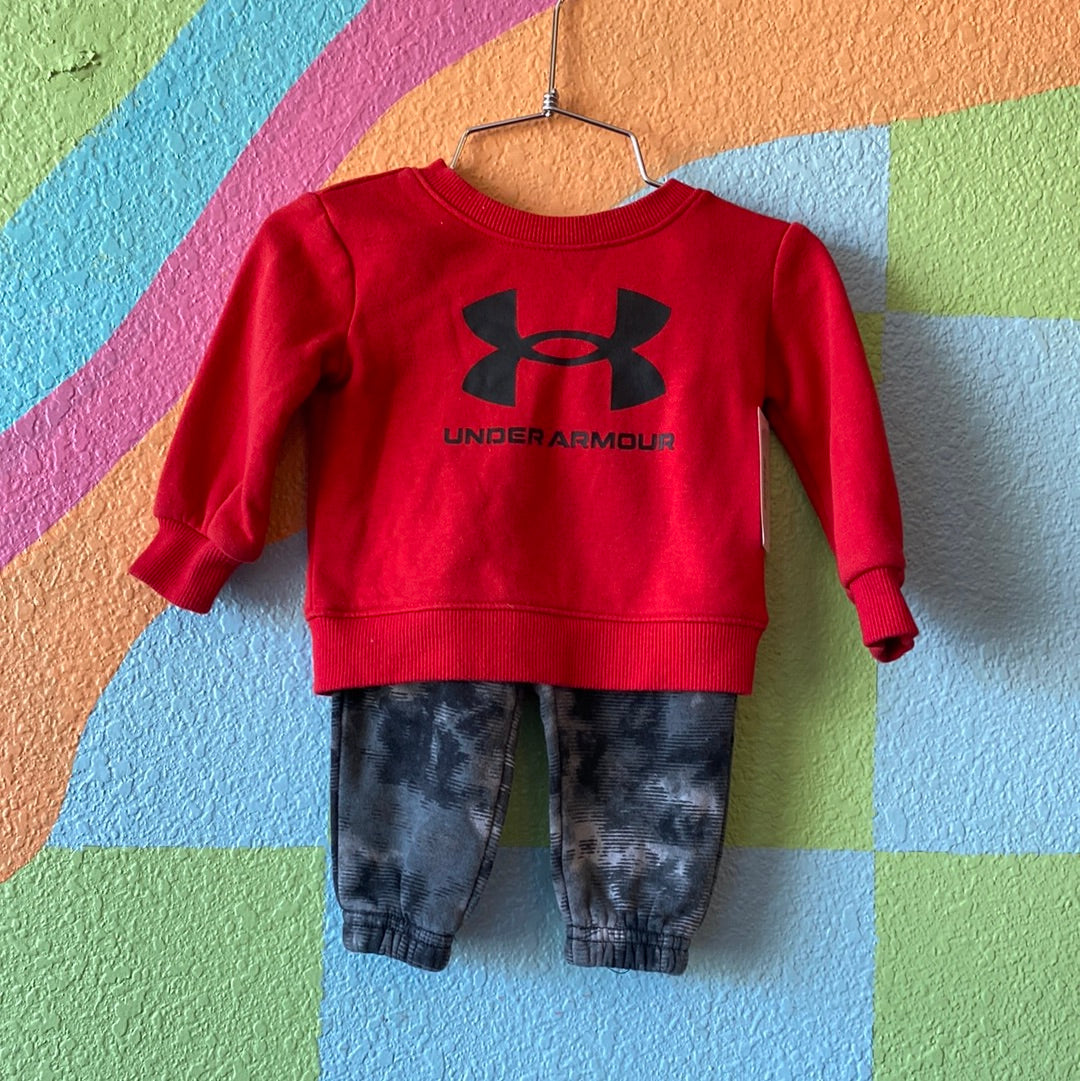 Red + Grey Under Armour Set, 3/6M