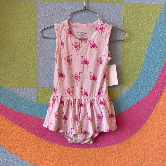 Flamingo Rose Skirted Onesie Dress, 12/18M