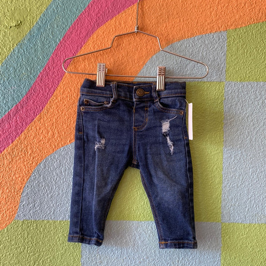 Dark Wash Distressed Skinny Jeans, 3M