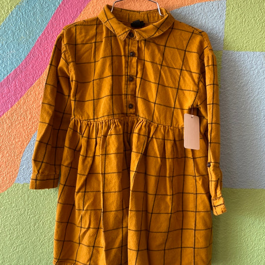 Mustard Checker Dress, 5T