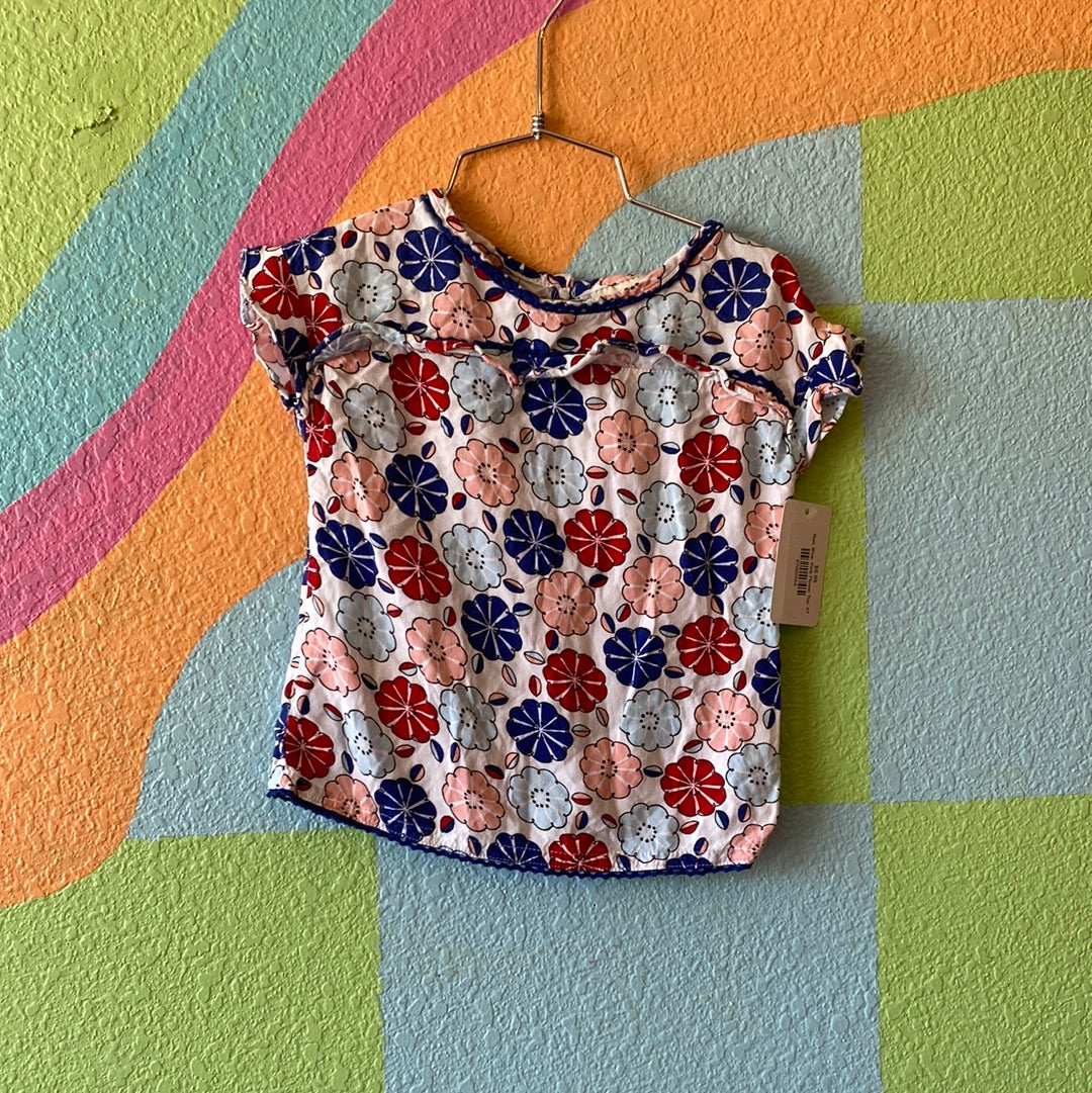 Red, Blue, Pink Flower Top, 4T
