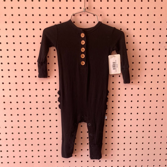 Black Ribbed Button Front Jumper, 3/6M