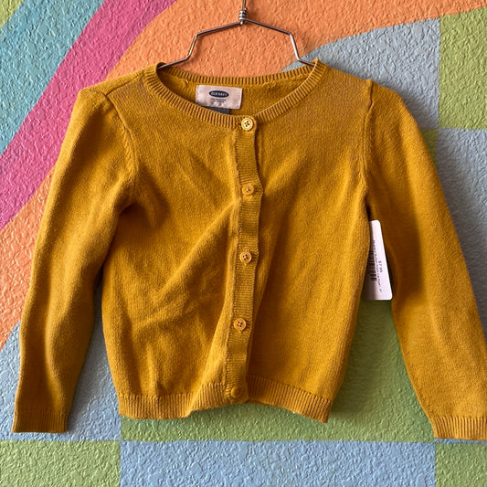 Mustard Button Front Cardigan, 3T
