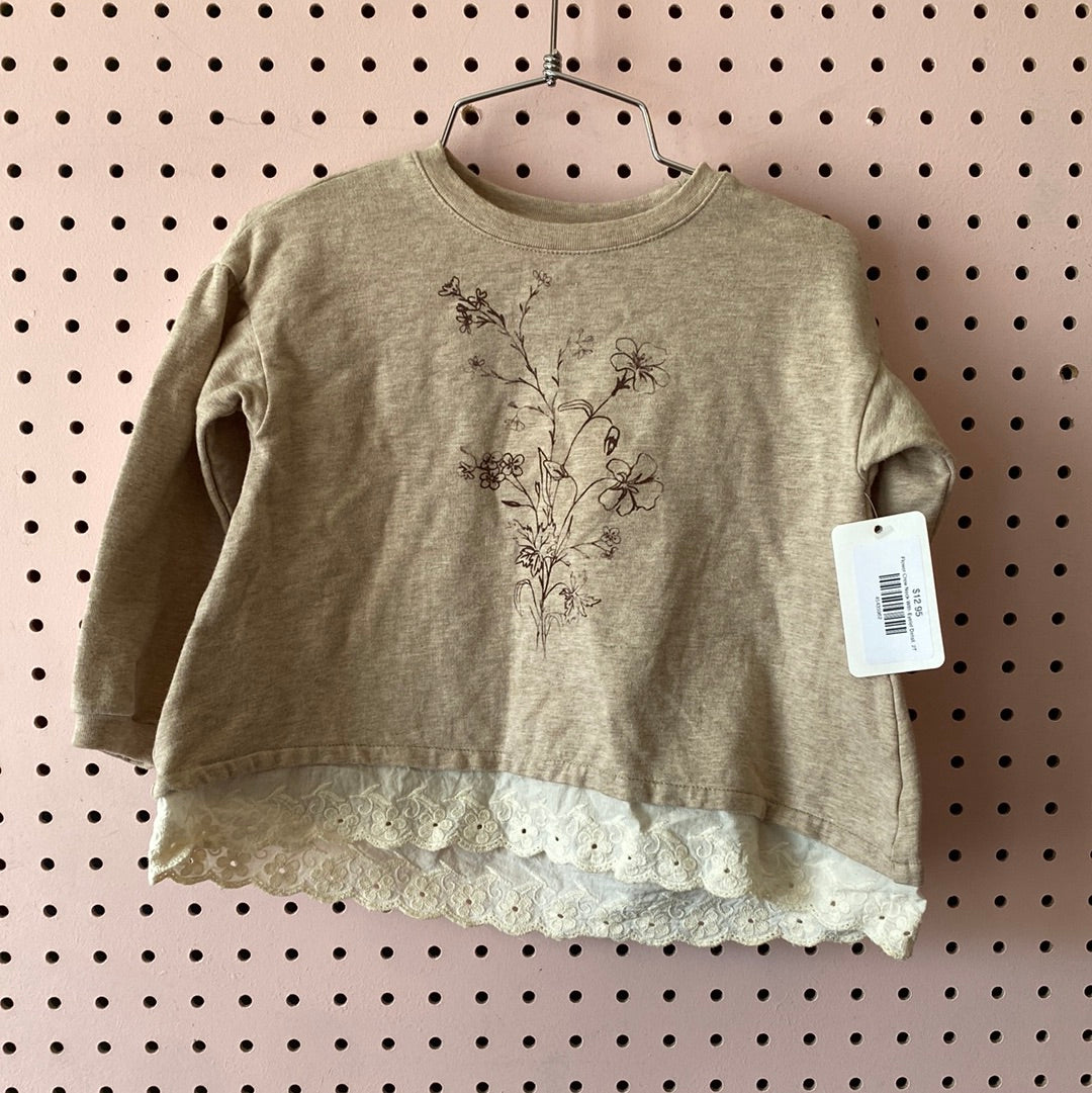 Flower Crew Neck With Eyelet Detail, 2T