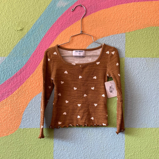 Brown Ribbed Heart LS, 5