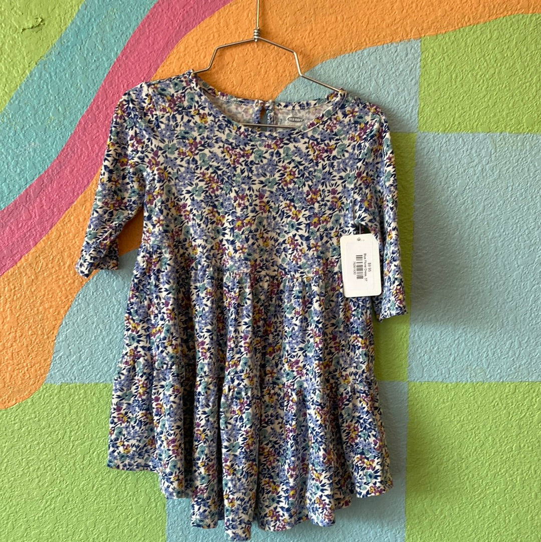 Blue Floral Dress, 3T