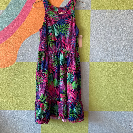 Blue + Pink Palm Leaf Dress, 6