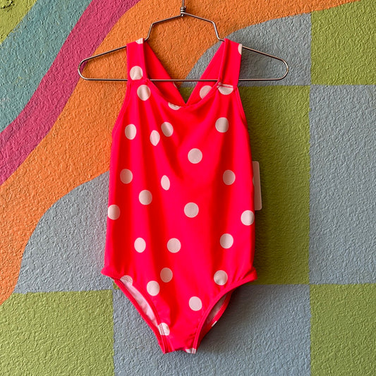 Pink Polka Dot Swimsuit, 3T