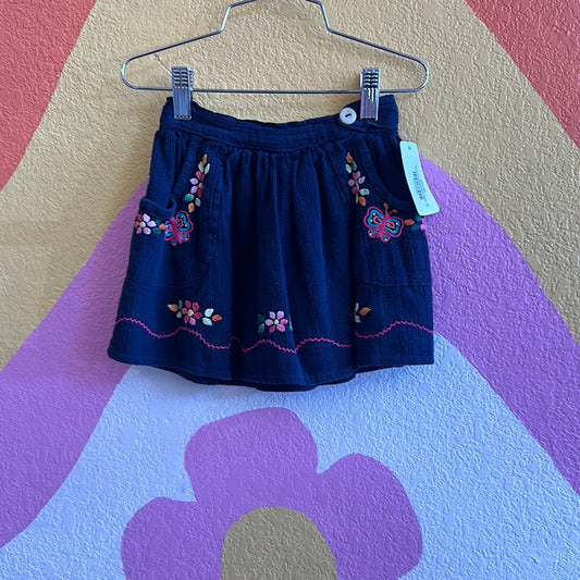 Navy Embroidered Skirt, 3T