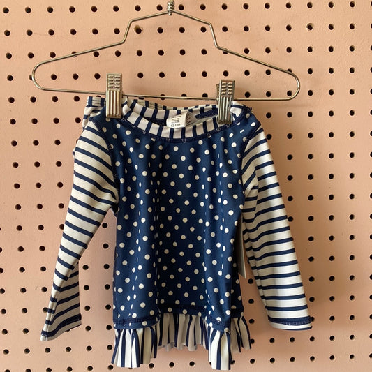Navy Stripe + Polka Dot Swimsuit, 12/18M